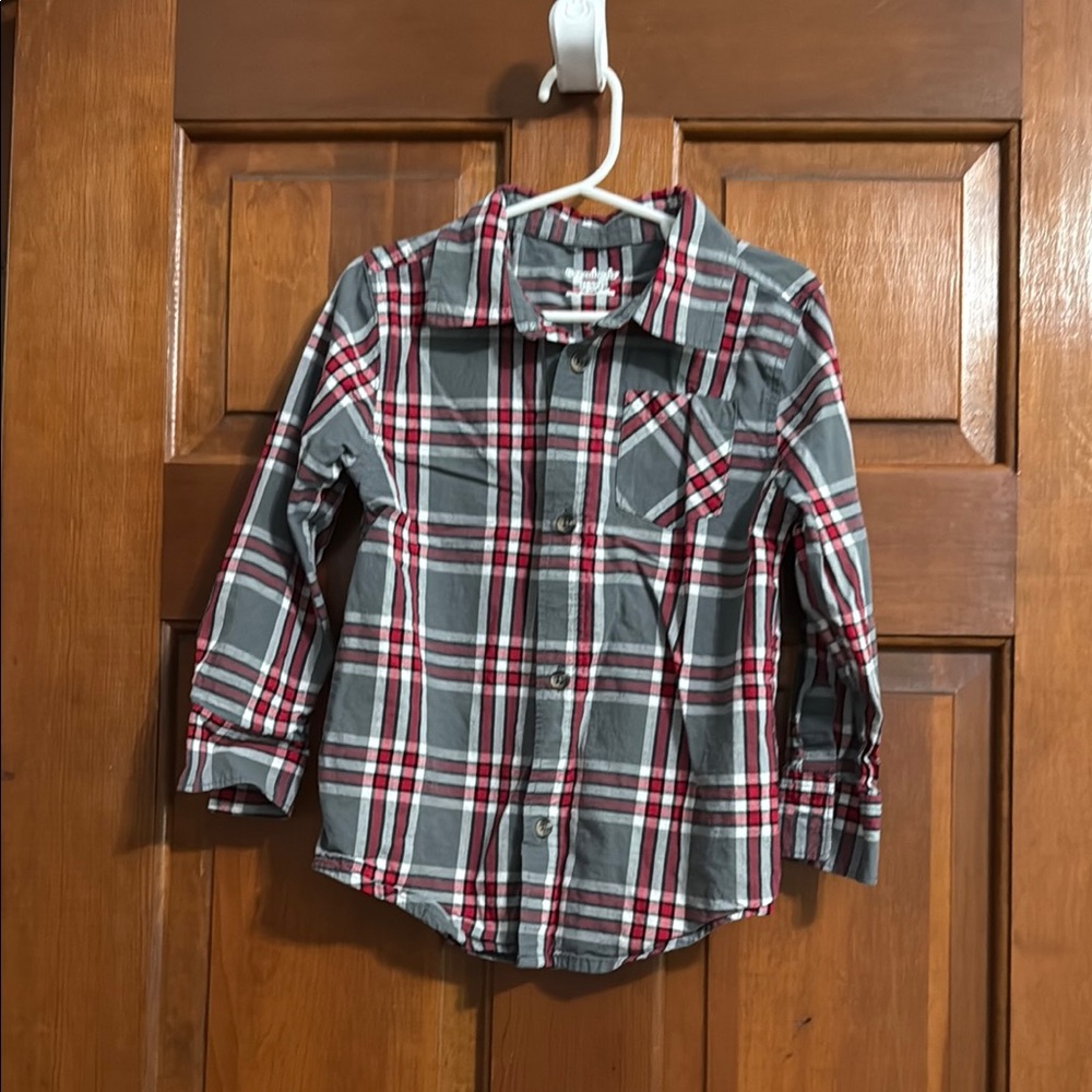 Garanimals Gray and Red Plaid Button Down Shirt